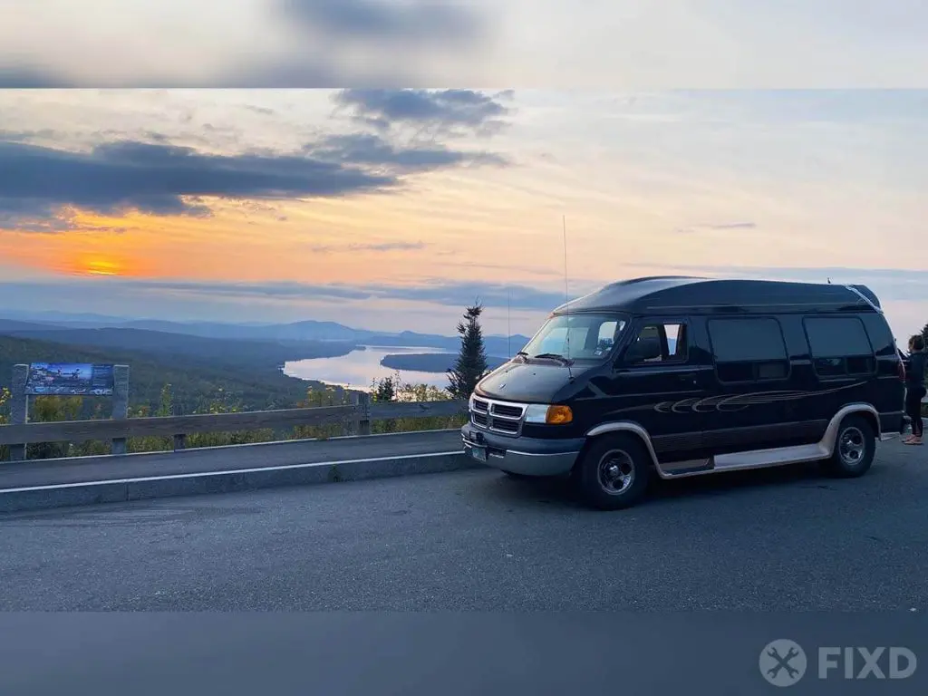 Van camping at a scenic overlook