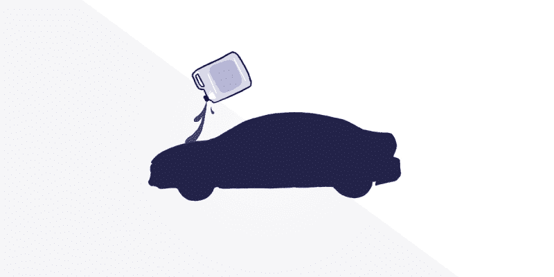 silhouette of a car with fluids being poured into it