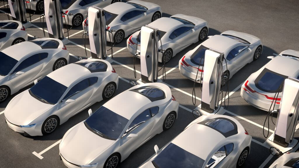 Parking electric cars. Charging stations, fast charging cars. 3d illustratin. High quality photo