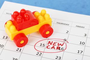 toy car on calendar, new car concept
