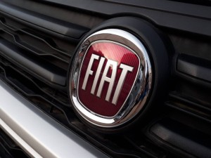 Emblem of Fiat on the radiator of a parcel van.