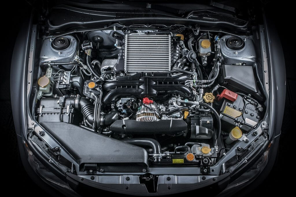Closeup photo of a car engine