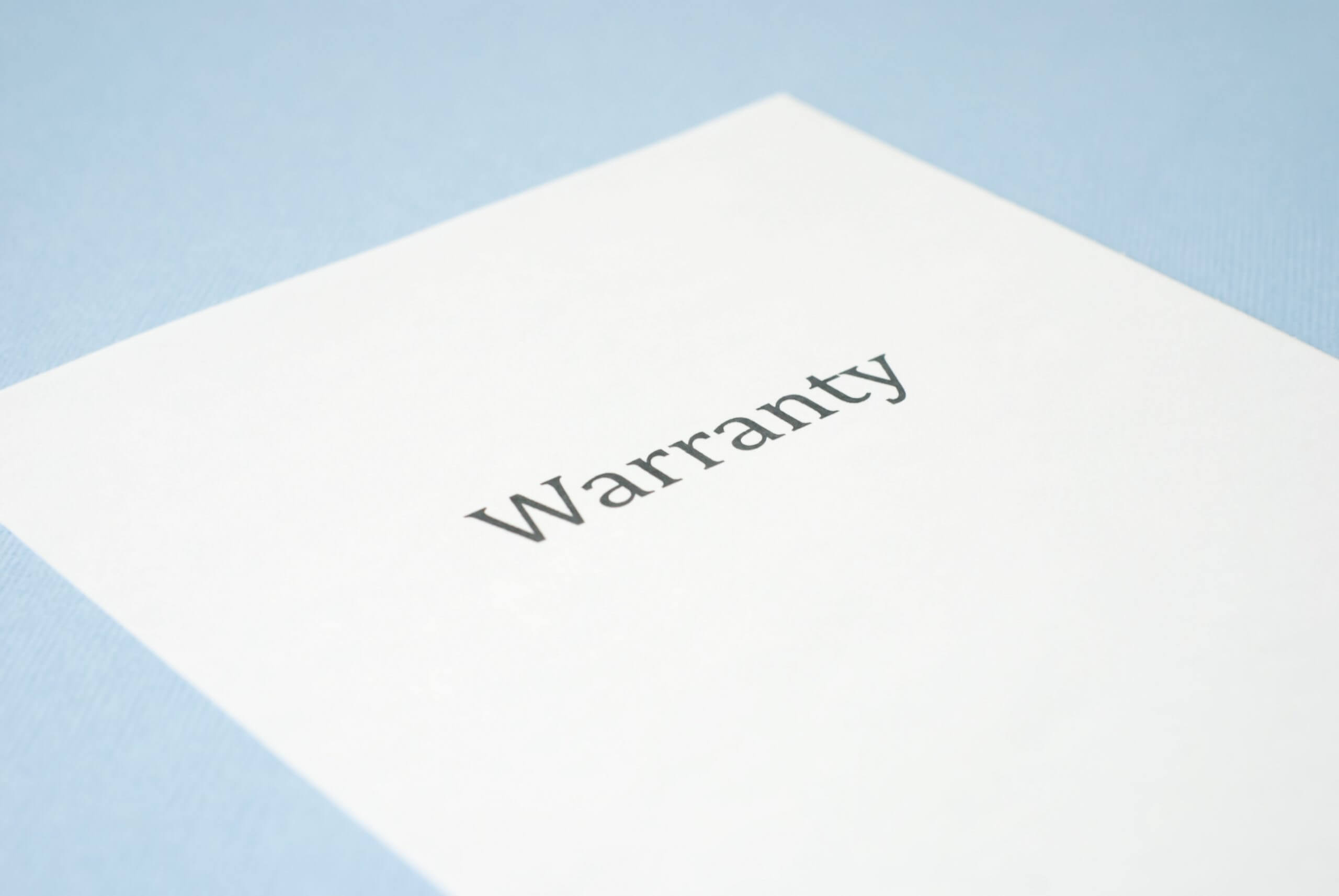 warranty printed on a paper