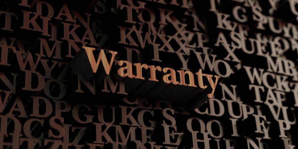 Warranty - Wooden 3D rendered letters/message. Can be used for an online banner ad or a print postcard.