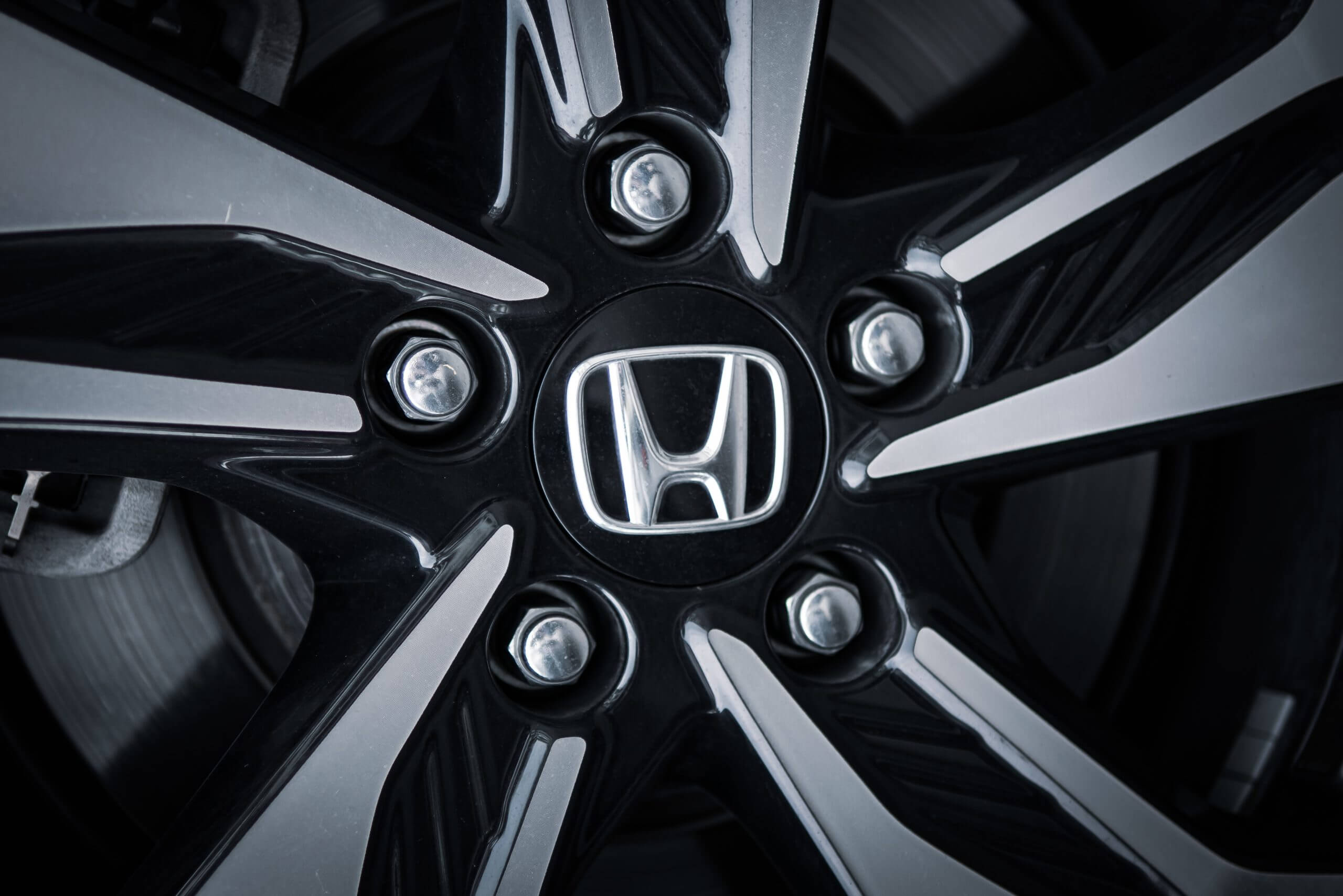 Ayutthaya, Thailand - March 16, 2019: Honda logo is seen on the wheel