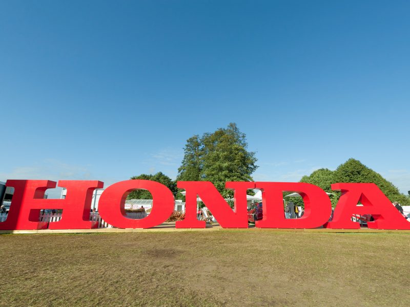 Massive Honda company advertising sign on display at Goodwood, UK on July 1, 2012