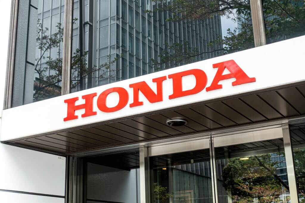 Tokyo / Japan - April 5, 2018: Photo of Honda logo. Honda international industrial company for the production of cars and motorcycles.