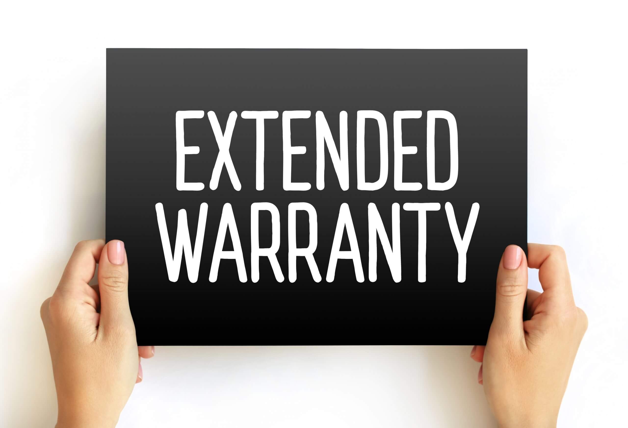 Extended Warranty - policies that extend the warranty period of consumer durable goods beyond what is offered by the manufacturer, text concept on card