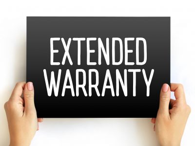 Extended Warranty - policies that extend the warranty period of consumer durable goods beyond what is offered by the manufacturer, text concept on card