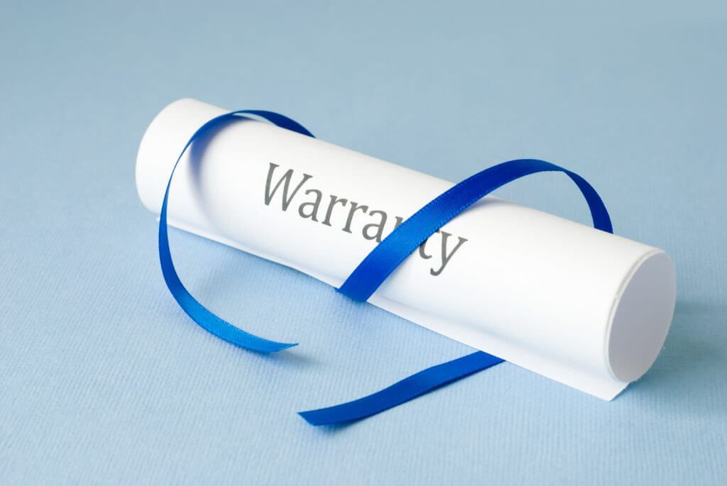 printed warranty on a rolled paper