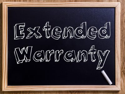 Extended Warranty - New chalkboard with outlined text - on wood