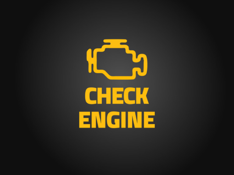 Amber Check Engine icon and text on black background