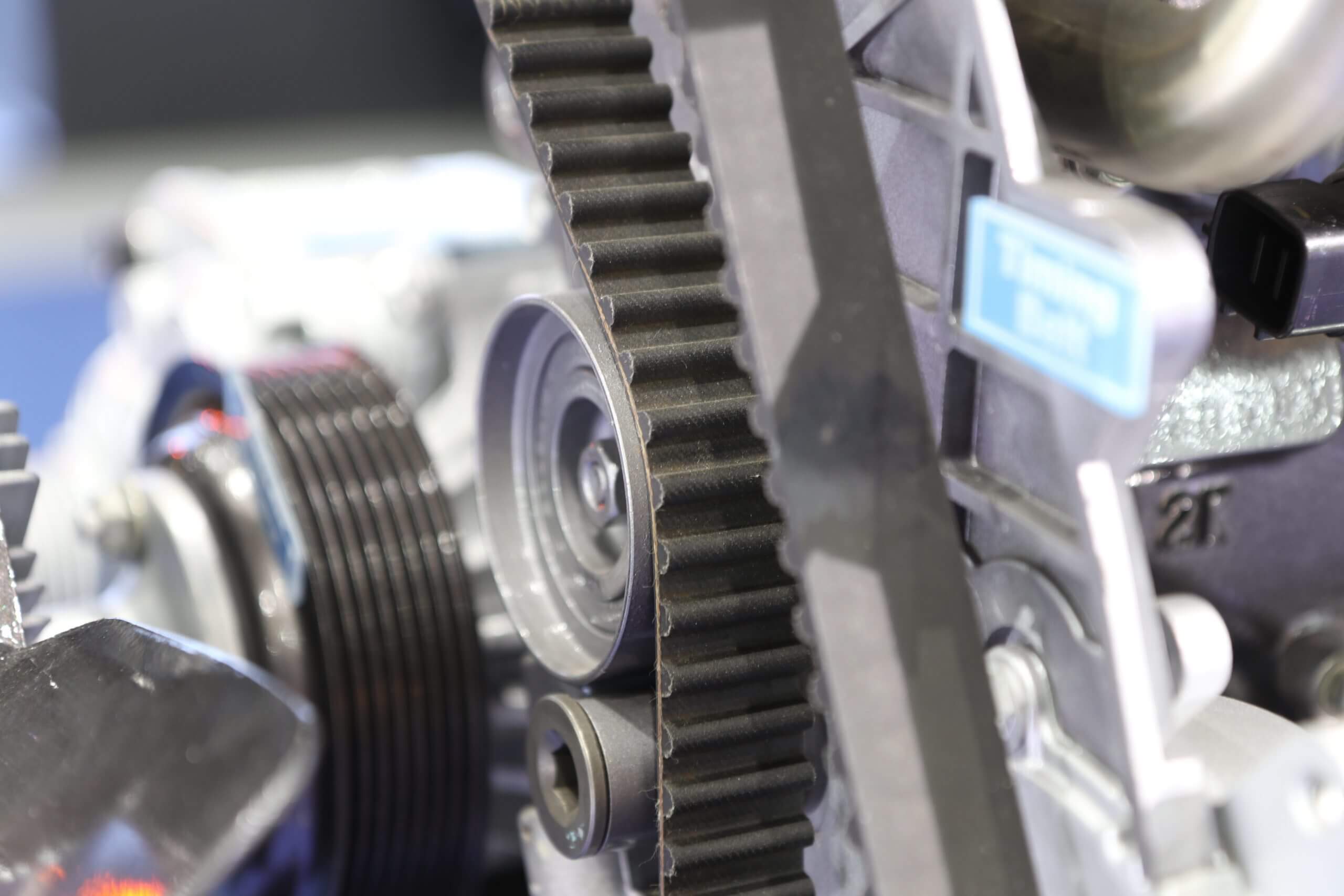 Diesel Engine timing belt ; close up ; rubber part