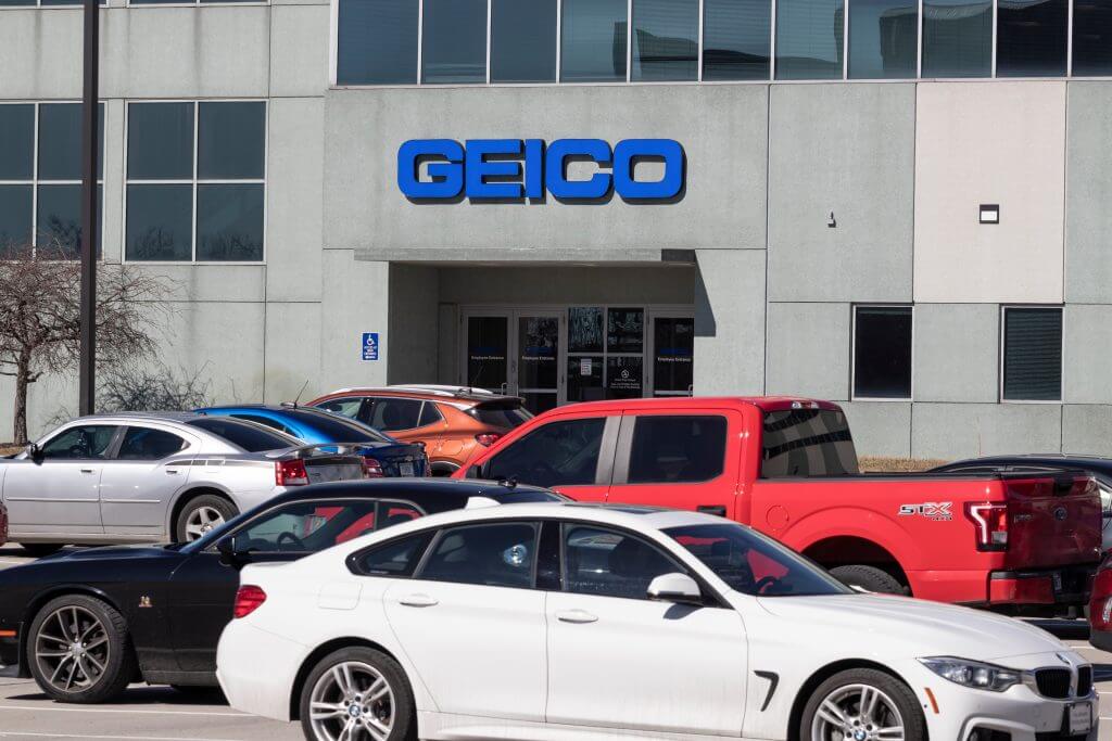 Carmel - Circa March 2021: GEICO Insurance Office. GEICO is a subsidiary of Berkshire Hathaway.