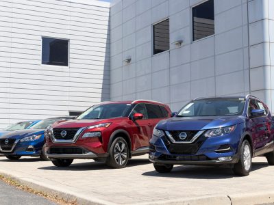 Indianapolis - Circa May 2021: Nissan Car and SUV Dealership. Nissan is part of the Renault Nissan Alliance.