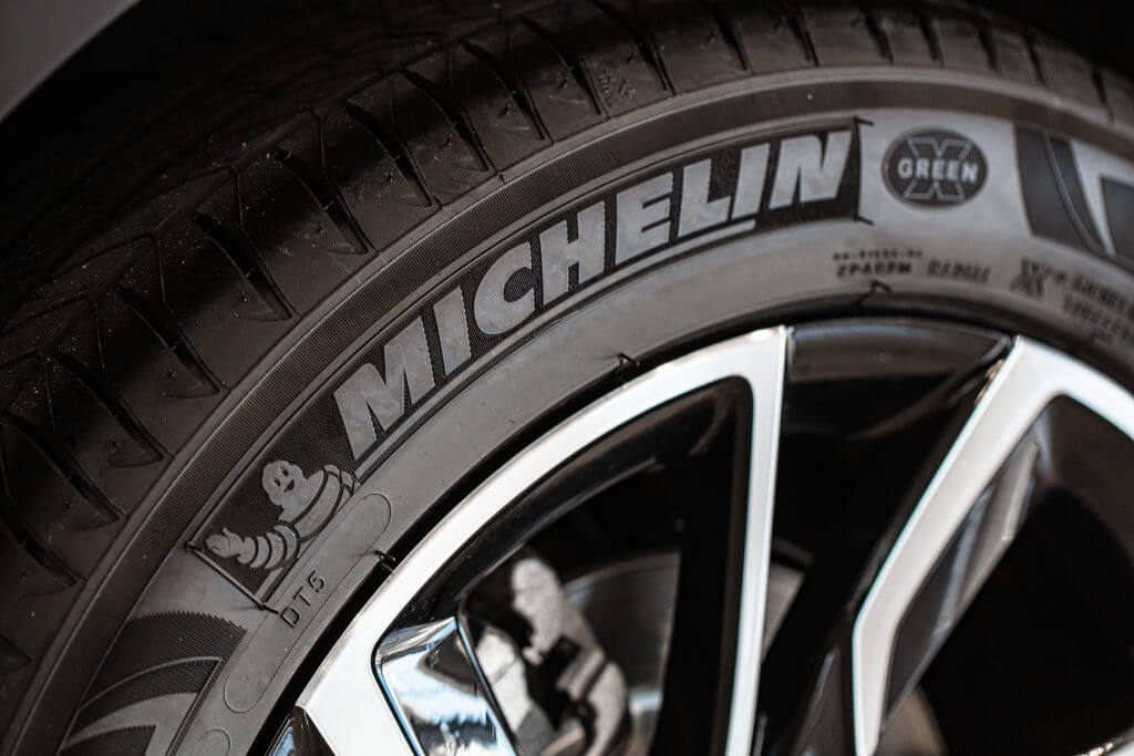 Lviv, Ukraine - October 17, 2022: Closeup of new MICHELIN tire