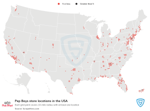 Map of Pep Boys locations in USA (Credit- ScrapeHero.com)