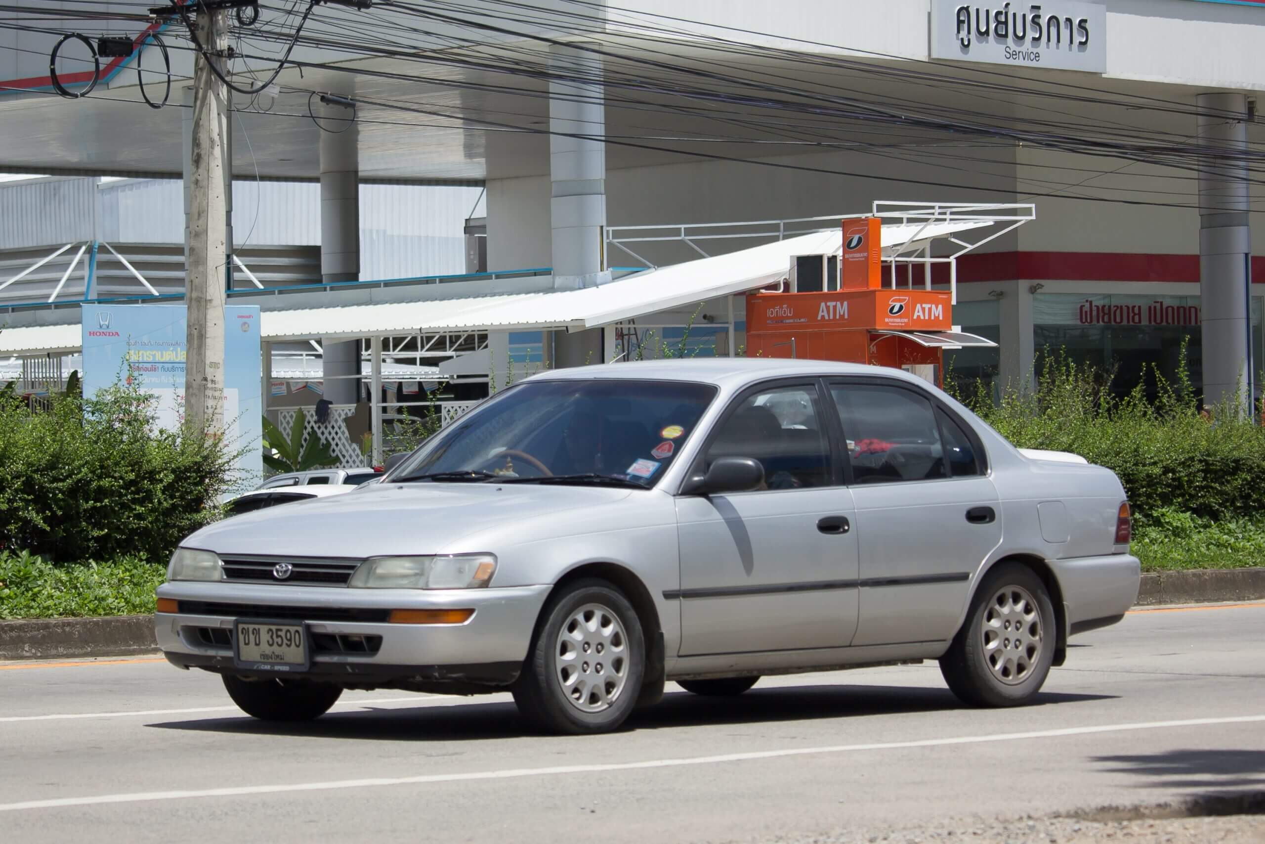  Private Old car, Toyota Corolla. Photo at a road 