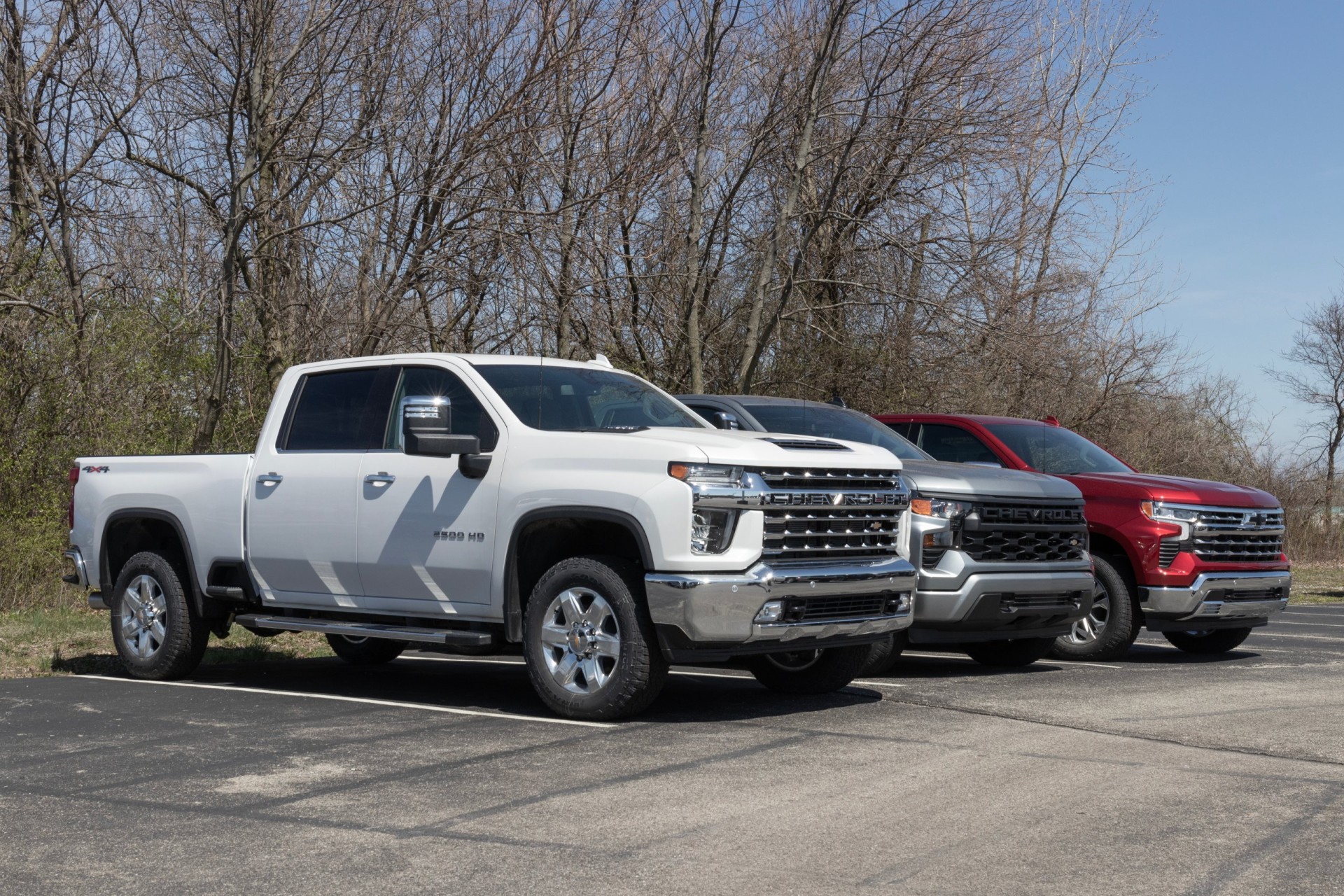 2020 Chevrolet Silverado pickup truck display at a dealership.