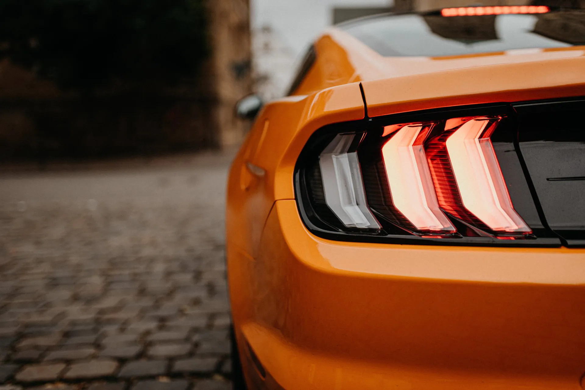 Orange Ford Mustang tail lights