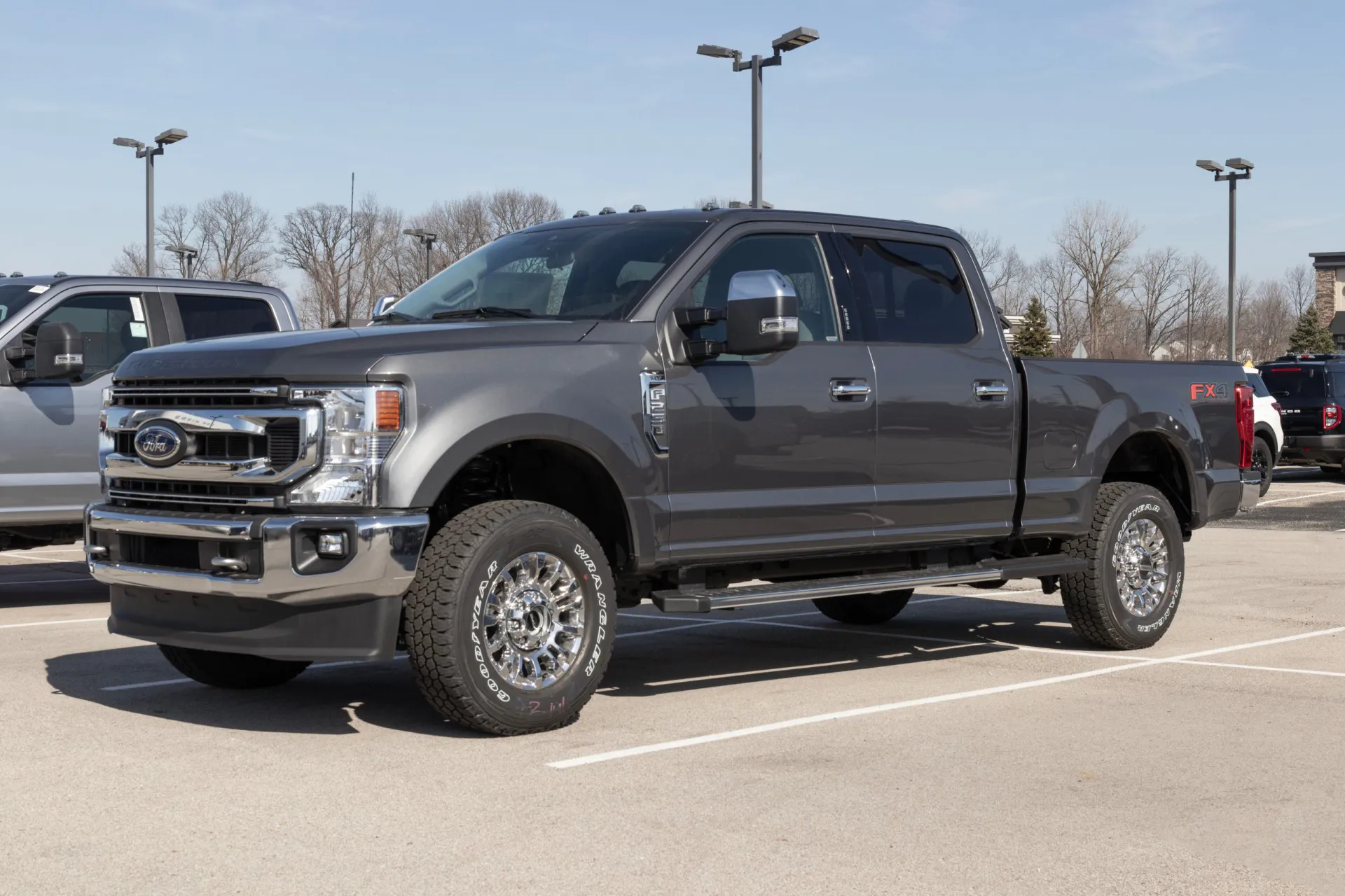 Ford F-250 display at a dealership.