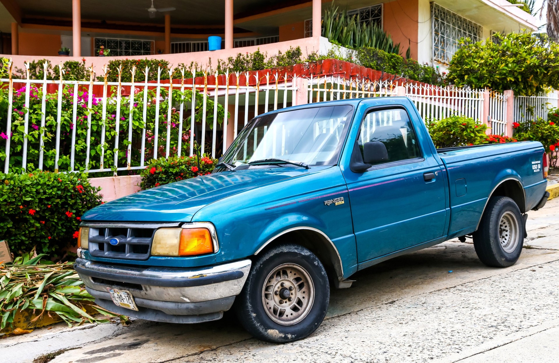 Pickup truck Ford Ranger in the city street.