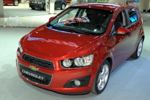The new Chevrolet Sonic displayed at an Auto Show