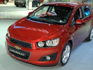 The new Chevrolet Sonic displayed at an Auto Show
