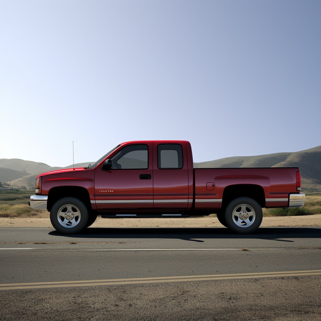 Sideview of a 2002 Chevrolet Silverado at a highway