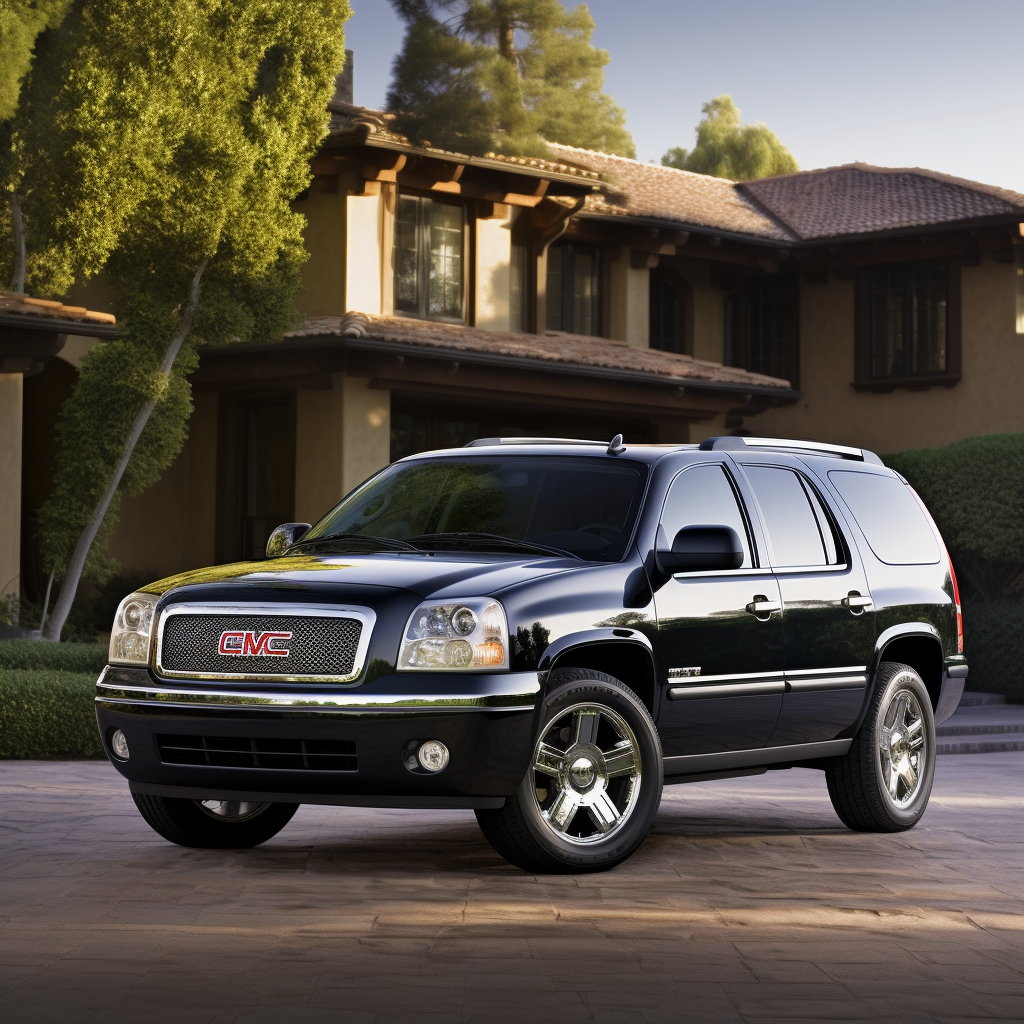 Black 2005 GMC Envoy parked outside a house