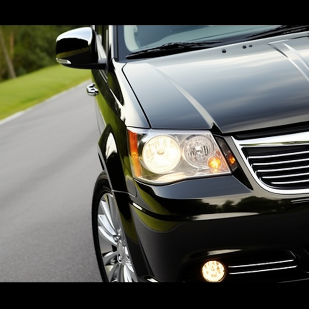 2008 Chrysler Town & Country headlight focus in motion at a city street