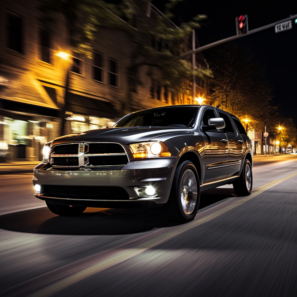 2008 Dodge Durango at a city street night drive