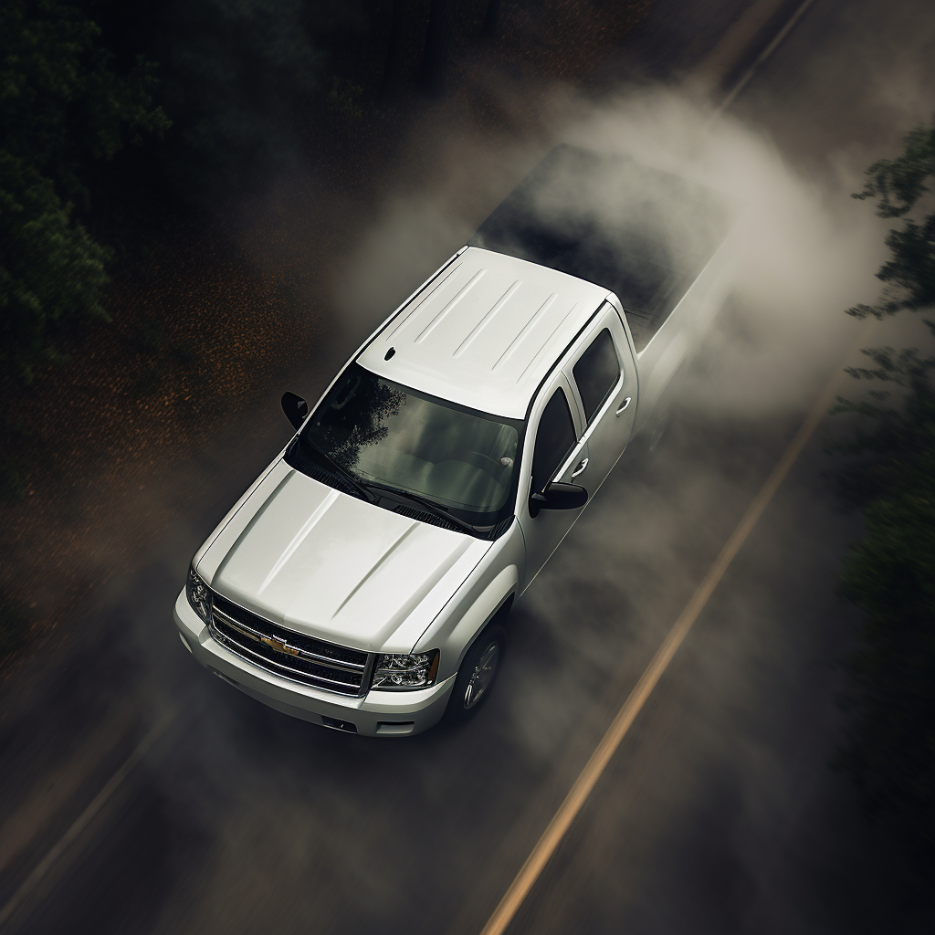 2010 Chevrolet Avalanche aerial view in motion