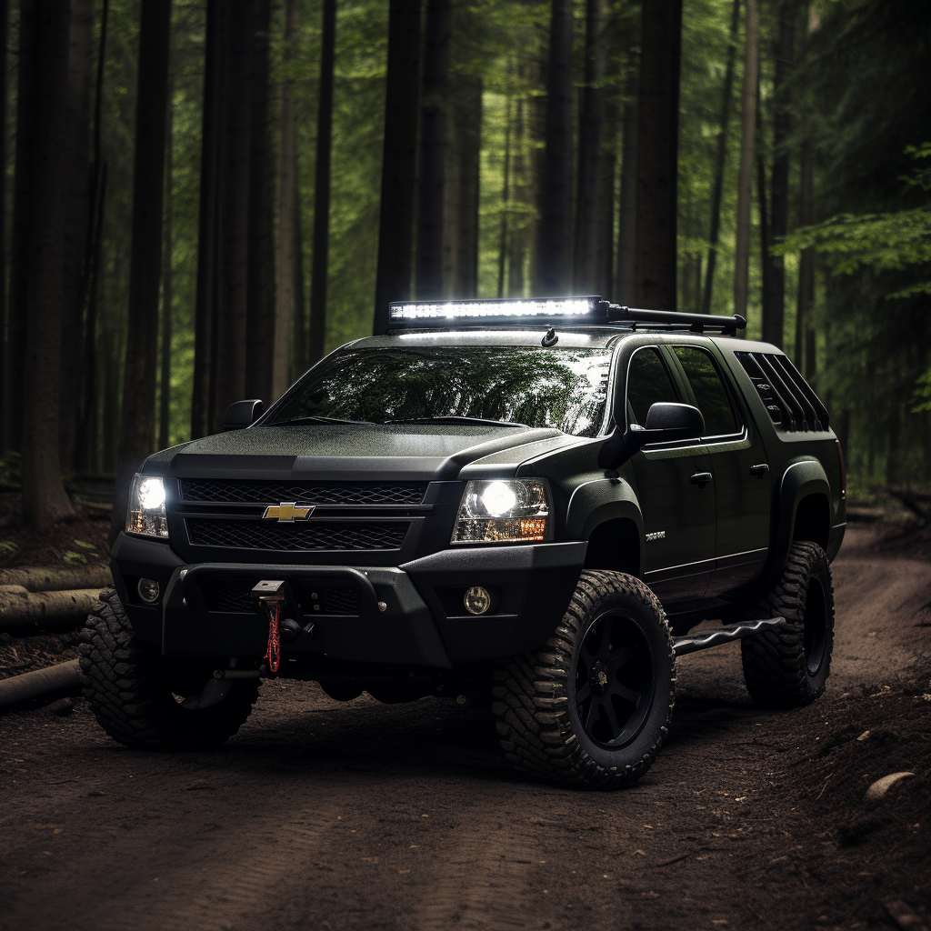 Pimped 2011 Chevrolet Avalanche in the woods, offroad