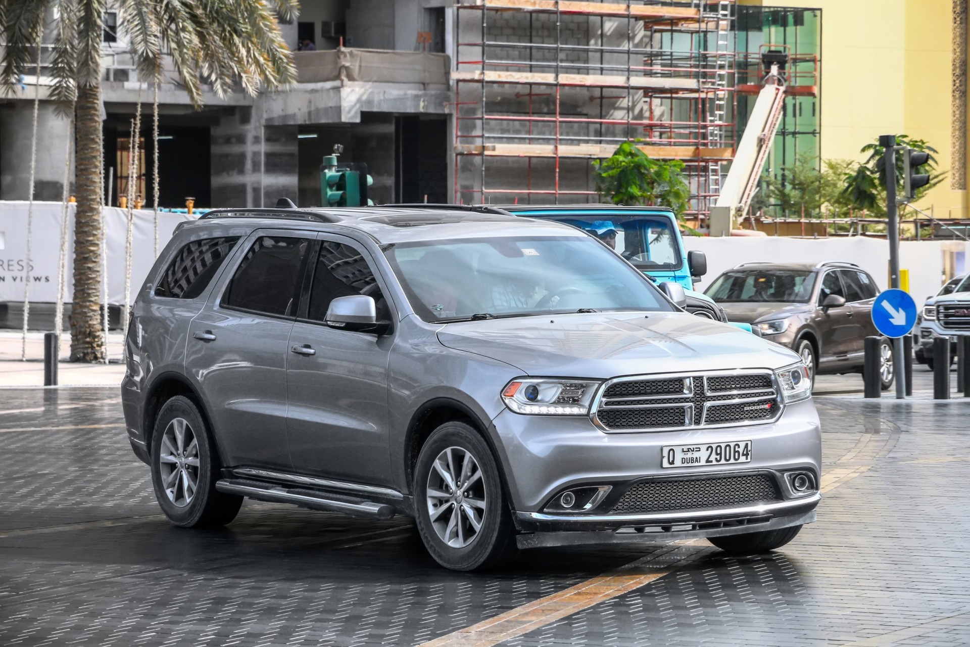 2014 Dodge Durango Grey luxury car in the city street.
