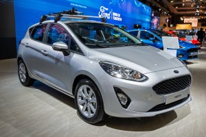 New 2020 Ford Fiesta car model presented at a Motor Show.