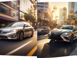 Honda Accord and Toyota Camry side by side in the city street