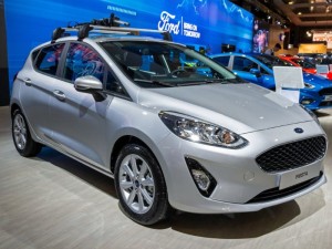 New 2020 Ford Fiesta car model presented at a Motor Show.