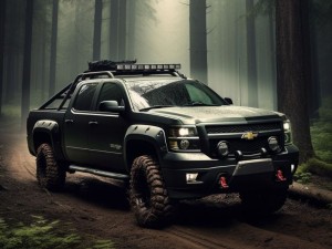 Pimped Chevrolet Avalanche in the woods, offroad