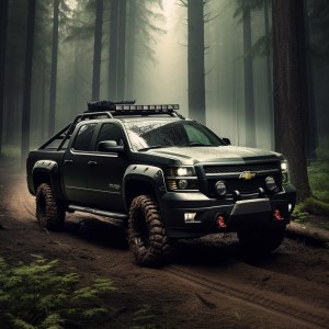 Pimped Chevrolet Avalanche in the woods, offroad