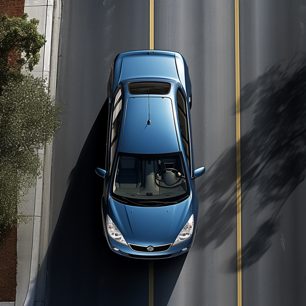 2010 Nissan Versa at the street, aerial view