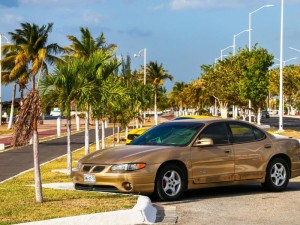 Motor car Pontiac Grand Prix in the city street.