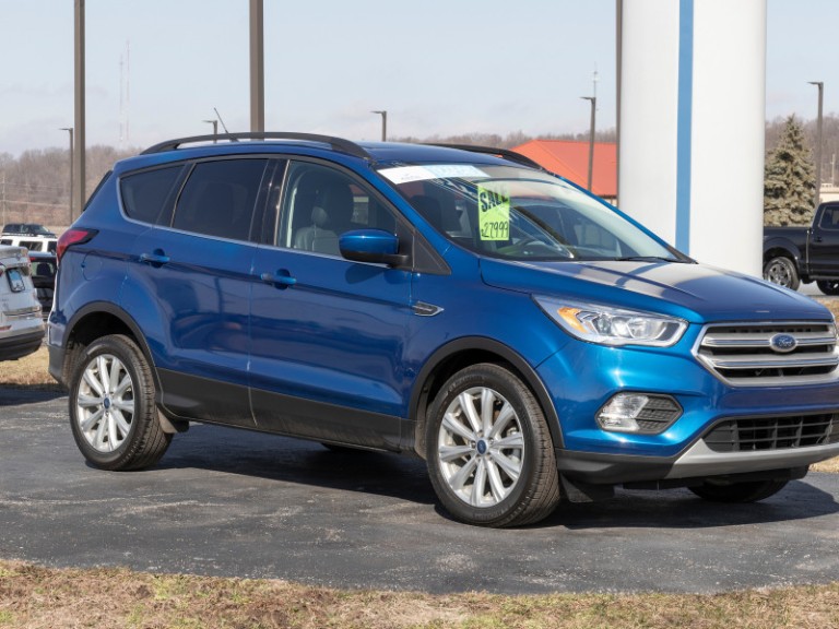 Used Ford Escape display at a dealership. With supply issues, Ford is relying on pre-owned car sales to meet demand.