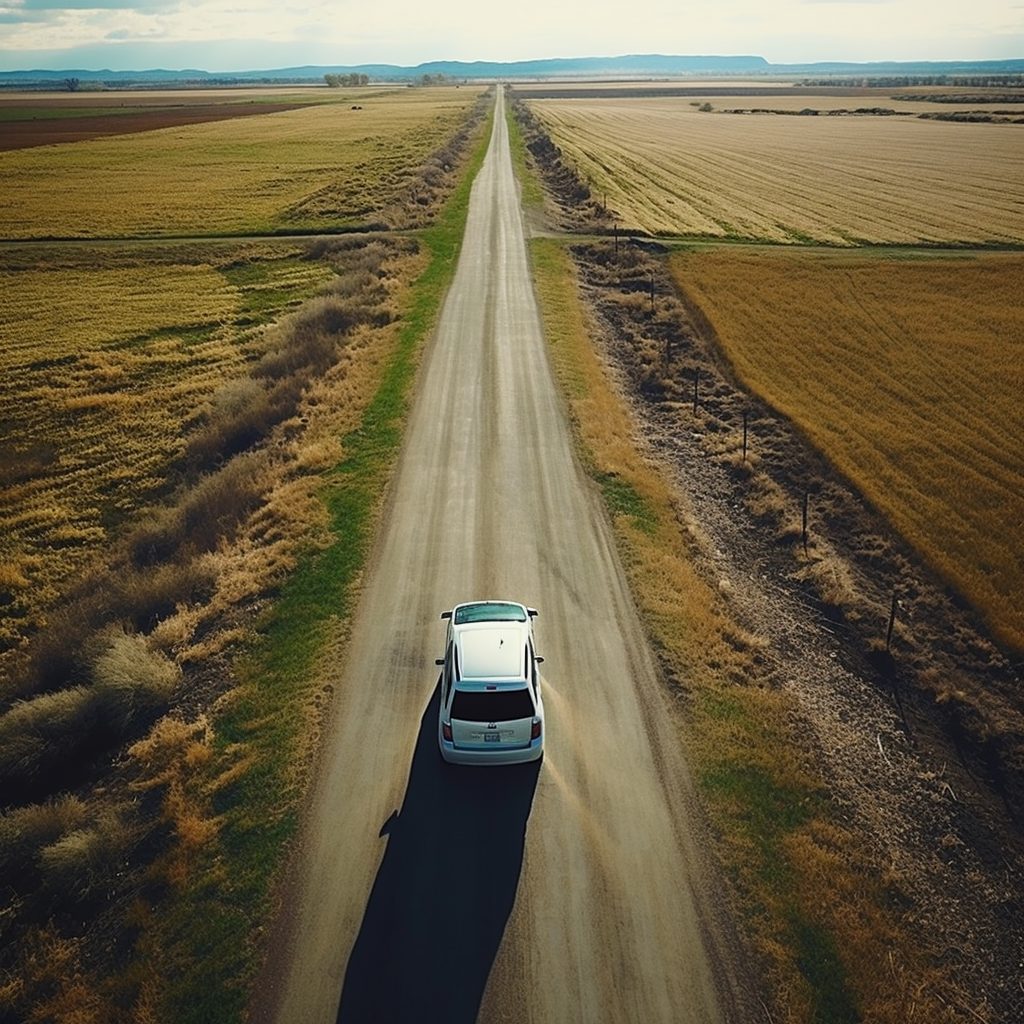 2001 Mercury Mountaineer in motion on an empty road. Aerial view