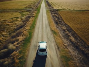 2001 Mercury Mountaineer in motion on an empty road. Aerial view