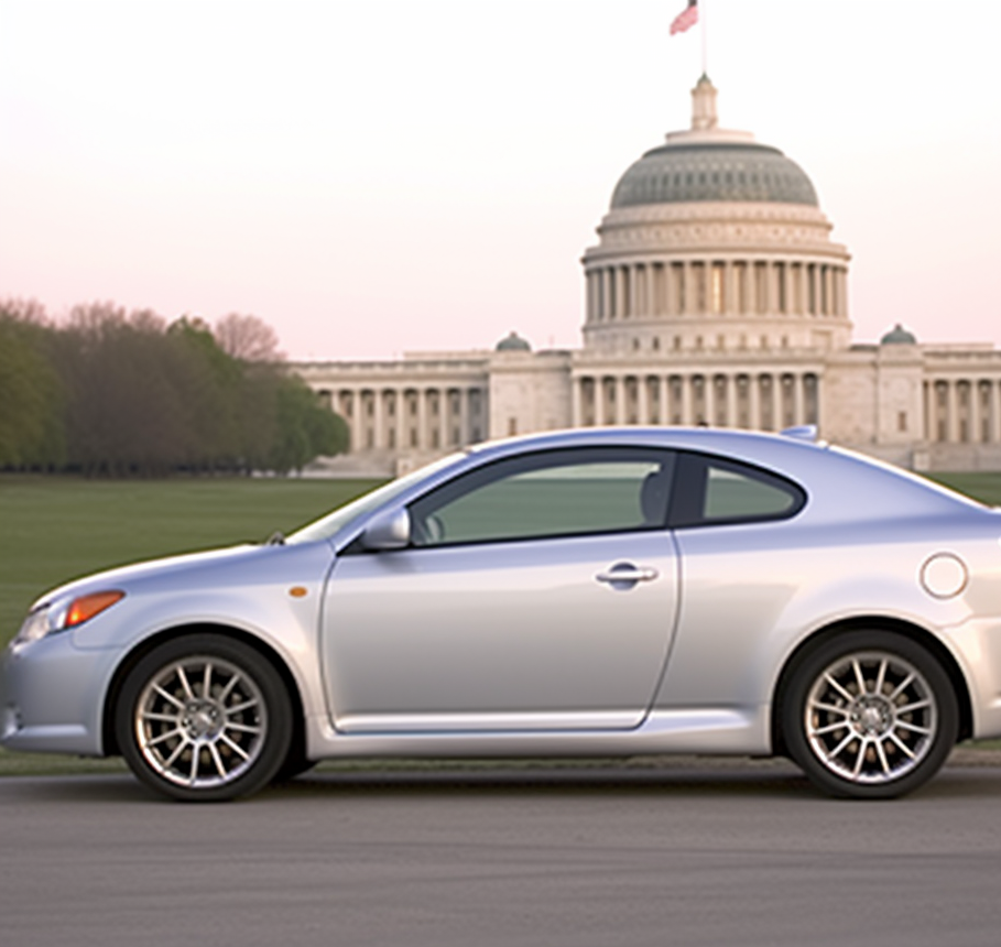2005 Scion tC parked in front of a government building