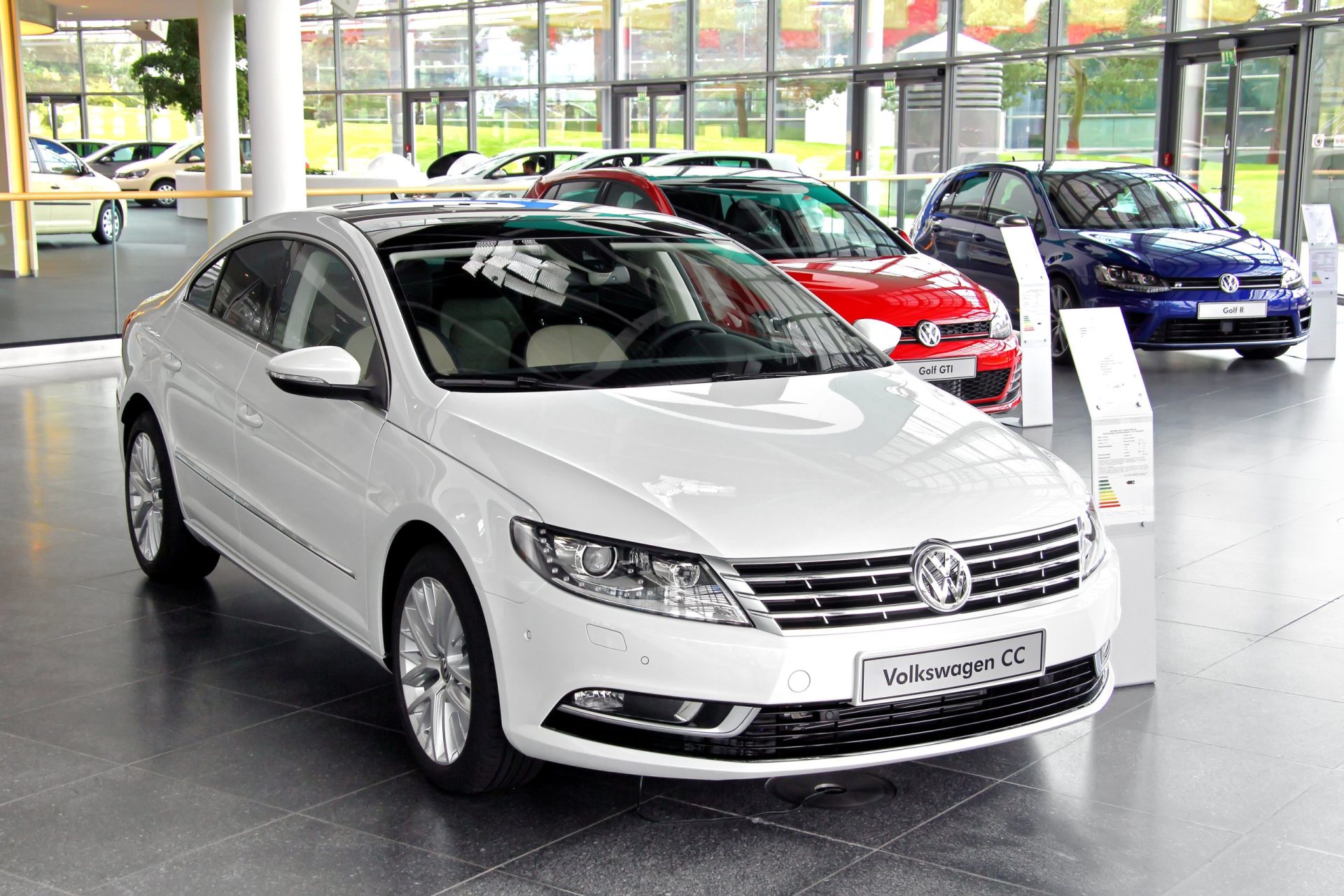 2014 Volkswagen Passat CC on display at a car showroom