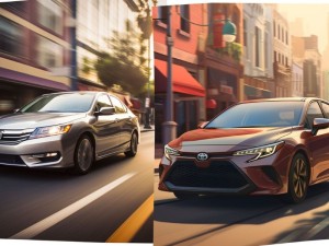 Honda Accord vs Toyota Corolla side by side at a city street.