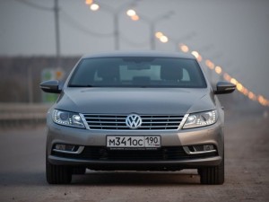 Volkswagen CC car on the road in the evening