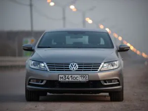 Volkswagen CC car on the road in the evening